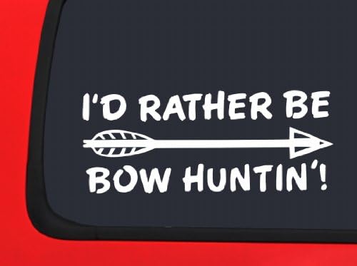 "I'd Rather Be Bow Huntin'!" White Bow Hunting window decal sticker