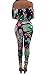 Jiujiuyi Women's Off Shoulder Floral Print Bodycon Jumpsuit Romper