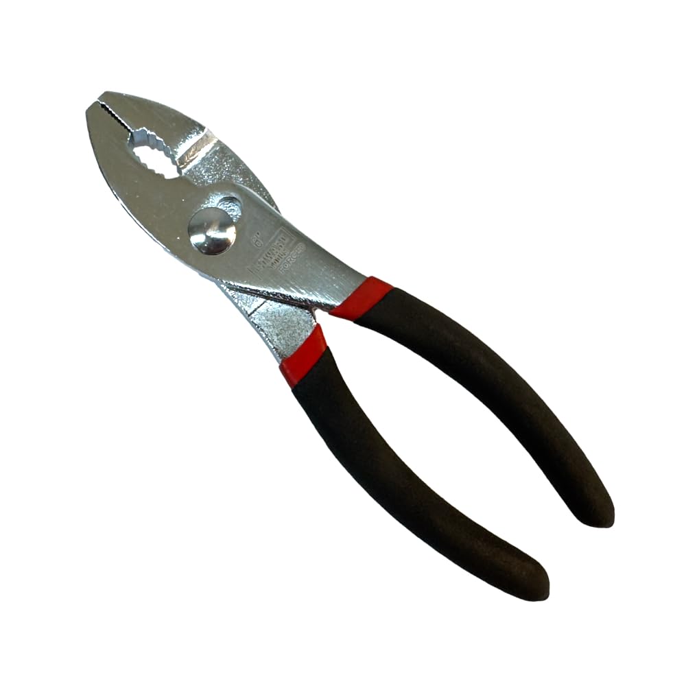 Edward Tools Slip Joint Pliers 6” - Heavy Duty Carbon Steel with Rubber Grip Handle - Fine Grip Teeth in front and Coarse teeth in back - Rust resistant finish (1)