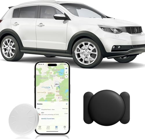 Hongtop Tracker Device for Vehicles,GPS Car Tracker,No Monthly Fee Car Locator Tracker Work with Apple Find My(iOS Only),Mini Hidden Car Tracker with Magnetic Case (Black,1PCS)