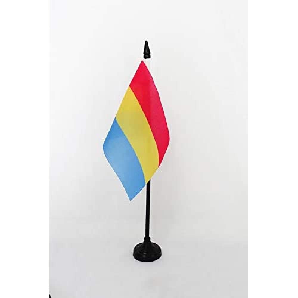 AZ FLAG - Pansexual Table Flag 4'' x 6'' - pansexuality Office Mini Banner 100% Polyester 15 x 10 cm - Mini Desk Flag with 10'' Pole and Black Plastic Base