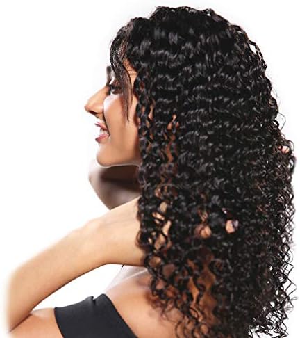 360 Lace Front Wigs Deep Wave Brazilian Wig 130% Density Human Hair Wigs Remy Unprocessed Natural Hair Grade 8A Virgin Hair Wig Natural Black 18 inch