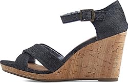 TOMS Women's Sienna Wedge Sandal Black Denim Size