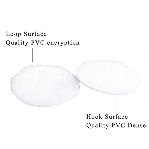 Self Adhesive Dots Tapes FJSM 450 Pairs Sticky Back Coins Adhesive Hook and Loop Fasteners Double Sided Self Adhesive Dots Coins for Home Office School Picture White
