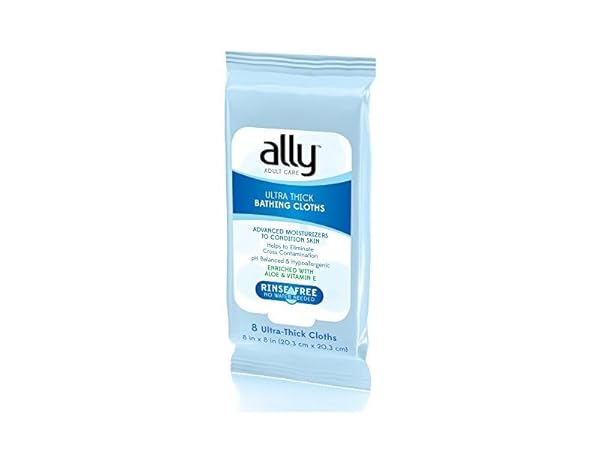 ALLY RINSE-FREE ULTRA-THICK ADULT BATHING CLOTHS HYPOALLERGENIC 8CT