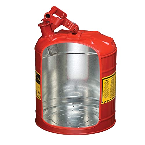 Justrite 7150100 Type I Galvanized Steel Flammables Safety Can, 5
