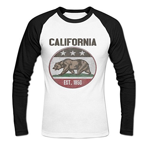 Men's Long-Sleeve California Est 1850 Baseball Tee Shirts By Sadytui XL White