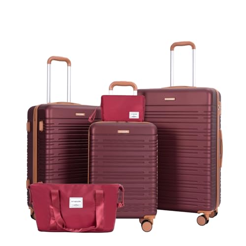 Amalodie Luggage Sets 5 Piece Suitcases with Double Spinner Wheel,Suitcase Set ABS Hard Case Luggage with TSA Lock and Durable Waterproof Travel Luggage