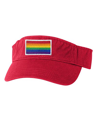 Adjustable Red Adult Rainbow Gay & Lesbian Pride Flag Embroidered Visor Dad Hat