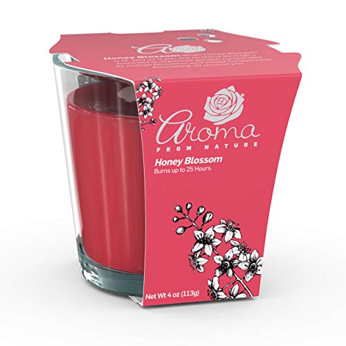 Aroma From Nature Honey Blossom 4 oz AireCare Scented Candle – 1 Pack – Aromatherapy Candles – Home Fragrance – Apothecary Glass With Single Wick