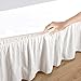 Bedding Overseas Three Fabric Sides Wrap Around Elastic Solid Bed Skirt, Easy On/Easy Off Dust Ruffled Bed Skirts 14 Inch Tailored Drop (White Queen )
