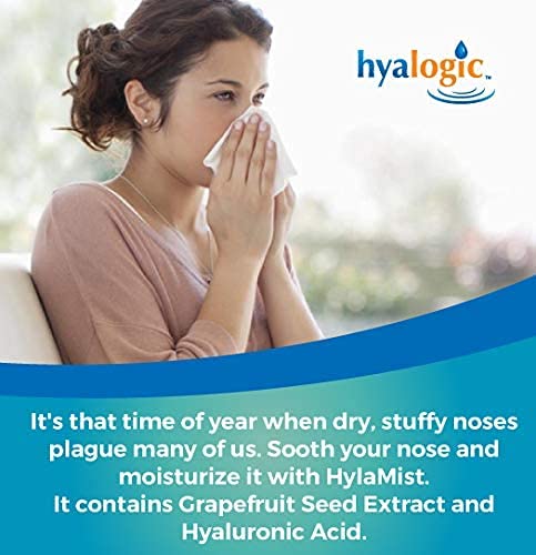 Hyalogic HylaMist Nasal Spray | Hyaluronic Acid Nasal Mist Spray Bottle | Nasal Moisturizer for Dry Nose | Stuffy Nose Relief | Grapefruit Seed Extract Nasal Spray | Antioxidant Mist – (2 oz / 59ml)