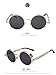 Round Metal Sunglasses Steampunk Men Women Fashion Glasses Brand Designer Retro Vintage Sunglasses UV400, Gold Frame Black Lens.