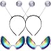 2 Pairs Alien Glasses Silver Glasses with Rainbow Color Lens and 2 Pieces Martian Antenna Headband Boppers for Adults and Kids Party Favors