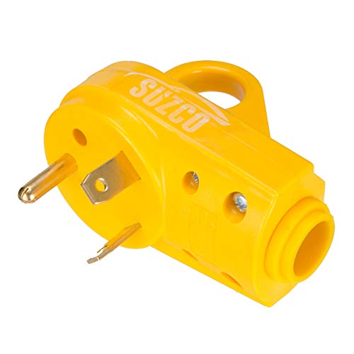 SUZCO 30 Amp RV Male Power Cord Replacement Plug End, 125 Volt Repair Receptacle Grip Electrical Plug