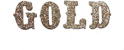 Gold Metallic Glitter HandCut Chipboard Uppercase Letters Alphabet set Sickers 1.5" Antique Font