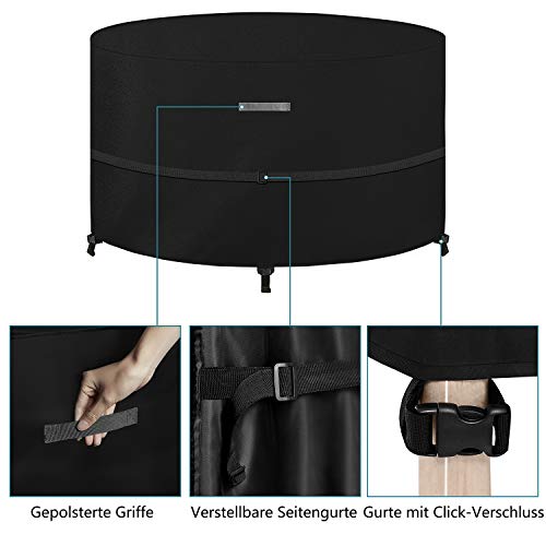 Dokon Abdeckung für Gartenmöbel Wasserdicht Winterfest 420D Oxford Gewebe Winddicht Anti-UV Abdeckplane Loungemöbel Möbelsets Sitzgruppe Gartentisch Schutzhülle Rund - Ø128x71cm – Bild 4