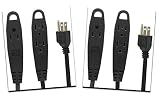 BindMaster 10 Feet Extension Cord/Wire, 3 Prong Grounded, 3 outlets, Heavy Duty, Black {2 Pack}