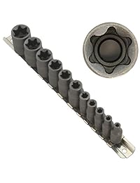 Herramientas para cualquier momento, 11 piezas, llaves hembras E TORX (estrella) con barra E4   E20