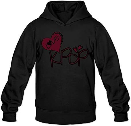 Nacustom Men's Geek Love Kpop TXT &amp; Heart -2 Hoodies Sweatshirt L Black