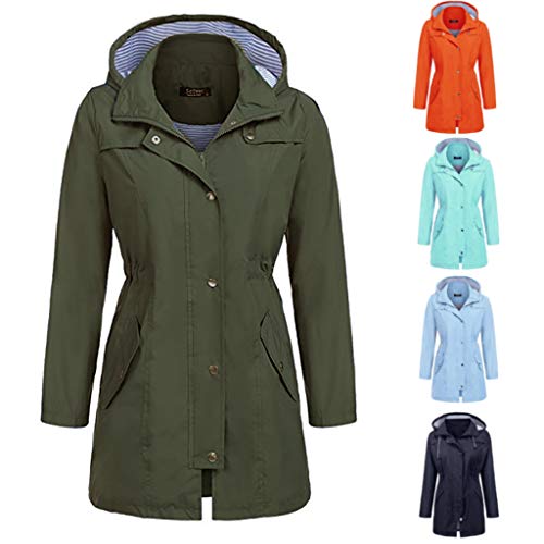 NIUQI Women's Solid Rain Jacket Outdoor Hoodie Waterproof Hooded Raincoat Windproof