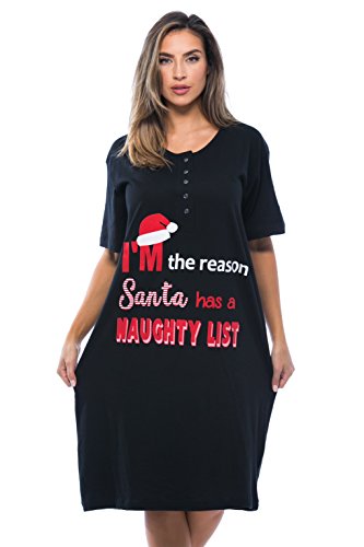 4361-102-3X Just Love Short Sleeve Nightgown / Sleep Dress for Women / Sleepwear,Black - Naughty List