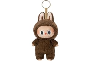 PARTZO Kawaii Plush Toys Labubu Keychain 6.67IN, Cute Brown Labubu Doll Plush Keychain, Collection Toy Monster Series Keychains, Labubu Accessories Hanging Pendant for Backpack, Car, Bag