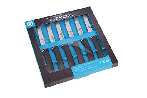 GRÄWE Tafelmessen, 6 stuks, messenset om te snijden, set van 6 broodjes, ontbijtmessen met eenzijdig gekarteld, mes 21… - Image 4