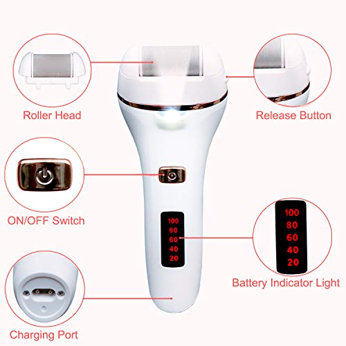 Bemece Electric Foot File, Rechargeable Foot Grinder, Electric Foot Callus Remover with Light, Professional Feet Care for Dry and Dead Skin