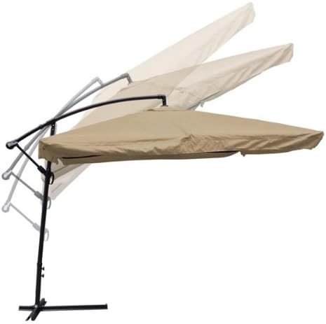 Amazon Com 9x9 Ft Square Tan Polyester Offset Hanging Folding Umbrella Aluminum Pole W Tilt Crank Sun Shade Waterproof For Outdoor Patio Furniture Pool Market Canopy Garden Outdoor