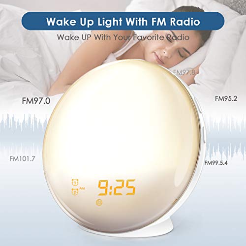 Vandora Sunrise Alarm Clock, Digital LED Clock with 7 Color Switch and FM Radio for Bedrooms, Multiple Nature Sounds Sunset Simulation & Touch Control, Sleeping Mode & Snooze Function - Thumbnail 6