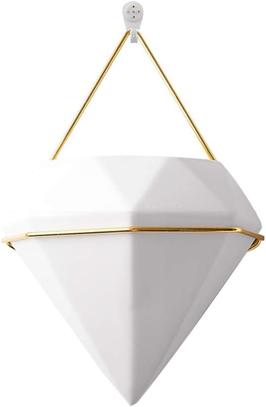 SHANGSKY Wall Hanging Plant Pot,Triangle Ceramic Air Planter Pot,Wall Hanging Decor Container,Hanging Planter Vase Indoor Garden Decoration for Succulent Plants, Air Plant, Mini Cactus, Faux Plants