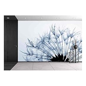 Dewy Dandelion Flower Close Up - Removable Wall Mural | Self-Adhesive Large Wallpaper - 66x96 inches