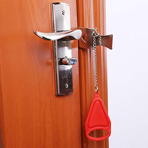 Portable Door Lock Pocket Lock Travel Lock is Compatible for AirBNB Lock,School Lockdown Lock,Safety Lock Offer Extra Safety for Travel,Home,Apartment Living,Hotel,Be Suitable for Door Open Inward