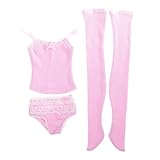 Jili Online Pink Suspender Top Underwear Stockings Set with Lace Sleepwear for 1/3 BJD SD AS DZ Dress Up