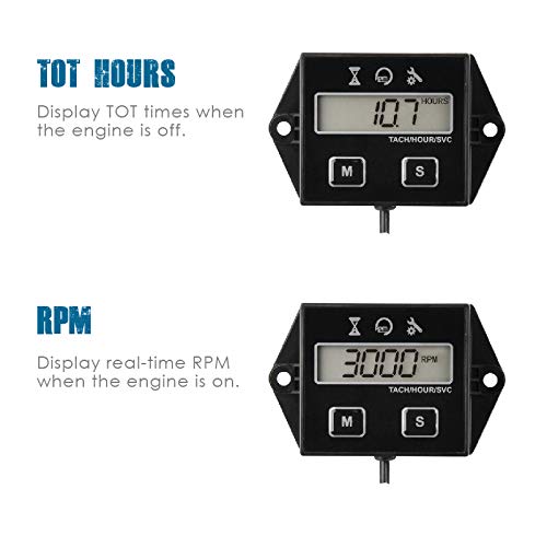 Runleader Digital Operating Hour Counter Speed Meter Maintenance Reminder User Shutdown Use for ZTR Lawnmower Tractor Generator Marine Outboard ATV Motor Sledge - Image 3