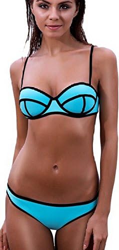 Gritu Diving Color Structured Bright Mesh Wet Suit Neoprene Triangle Bikini Swimsuit White-2 XL