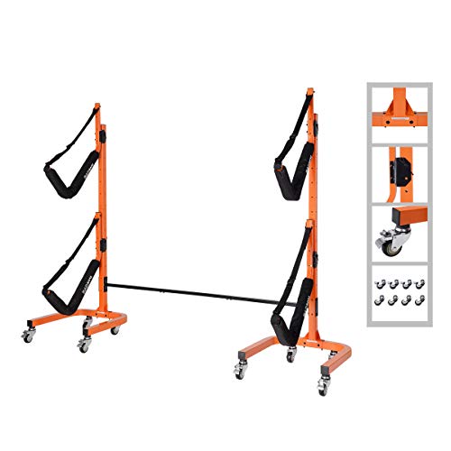 RAD Sportz Rolling Kayaks Rack Storage- Self Standing Two Kayaks Cradles with Adjustable Safety Straps and Wheels for Mobility- Indoor Outdoor use
