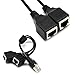 RJ45 Network Splitter Adapter Cable, RJ45 1 Male to 2 Female Socket Port LAN Ethernet Network Extender Connector Y Adapter Cable
