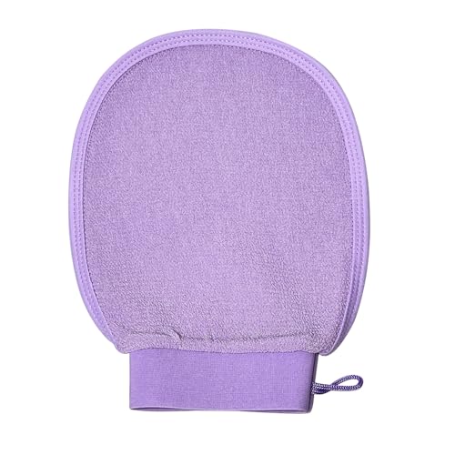 Exfoliating Glove for Body Shower Scrubber Exfoliator Dead Skin Remover Korean Kessa Glove Reusable,Natural Purple(1 Pack)