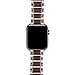 LDFAS Compatible for Apple Watch Band 44mm 42mm, Natural Wood Red Sandalwood Stainless Steel Metal Link Bracelet Strap Compatible for Apple Watch SE Series 6/5/4/3, Silver/Gold