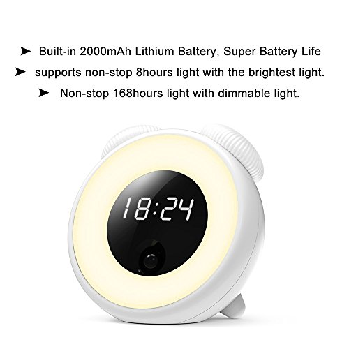 image for Alarm Clock with Wake Up Light, Hobest Rechargeable Digtal Alarm Clock
