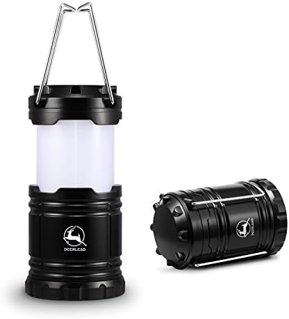 DEERLEAD Camping Lantern, Ultra Bright LED Lantern Light Lamp Flashlight for Hiking, Emergencies, Hurricanes, Outages, Storms, Camping - Water-Resistant &amp; Lightweight, Black
