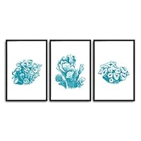 3 Piece Framed Canvas Wall Art Simple Seabed Elements Canvas Prints Home Artwork Decoration for Living Room,Bedroom - 16