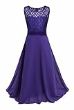 FEESHOW Kids Big Girl Lace Chiffon Bridesmaid Dress Wedding Gown A Line Party Long