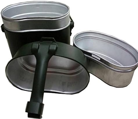 Sue Supply Heatable Outdoors Three-Piece Aluminum Camping Lunch Box Camping Picnic Army Mess Kit Lunch Box Canteen Kettle Pot Military Canteen Food Cup Bowl Vintage Style