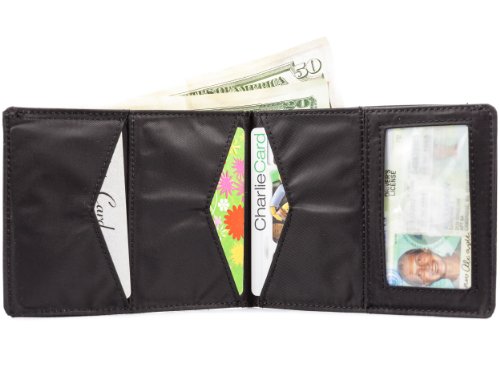 Big Skinny Men's Super Skinny Bi-Fold Slim Wallet, Holds Up to 30 Cards, Black