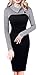 HOMEYEE® Women's Retro Chic Colorblock Lapel Career Tunic Dress B238 (M, White)