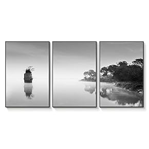 Framed Canvas Wall Art for Living Room, Bedroom Lone Island Canvas Prints for Home Decoration Ready to Hang - 16"x24"x3 Panels