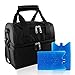 VOMONO Large Insulated Lunch Bag Double Decker Cooler with 2 Ice Packs Cooler Tote Bag with 50'' Shoulder Strap Waterproof Meal Prep Bento Box for Men, Women